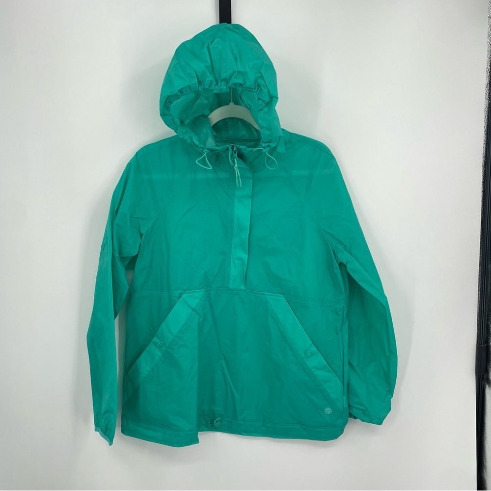 T by Talbots green windbreaker hood pullover lightweight jacket Sz S